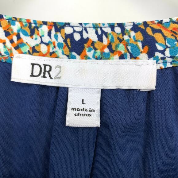 SOLD DR2 Daniel Rainn Dress Women's Size L Split Neck Tie Waist Casual Multi - Picture 6 of 7